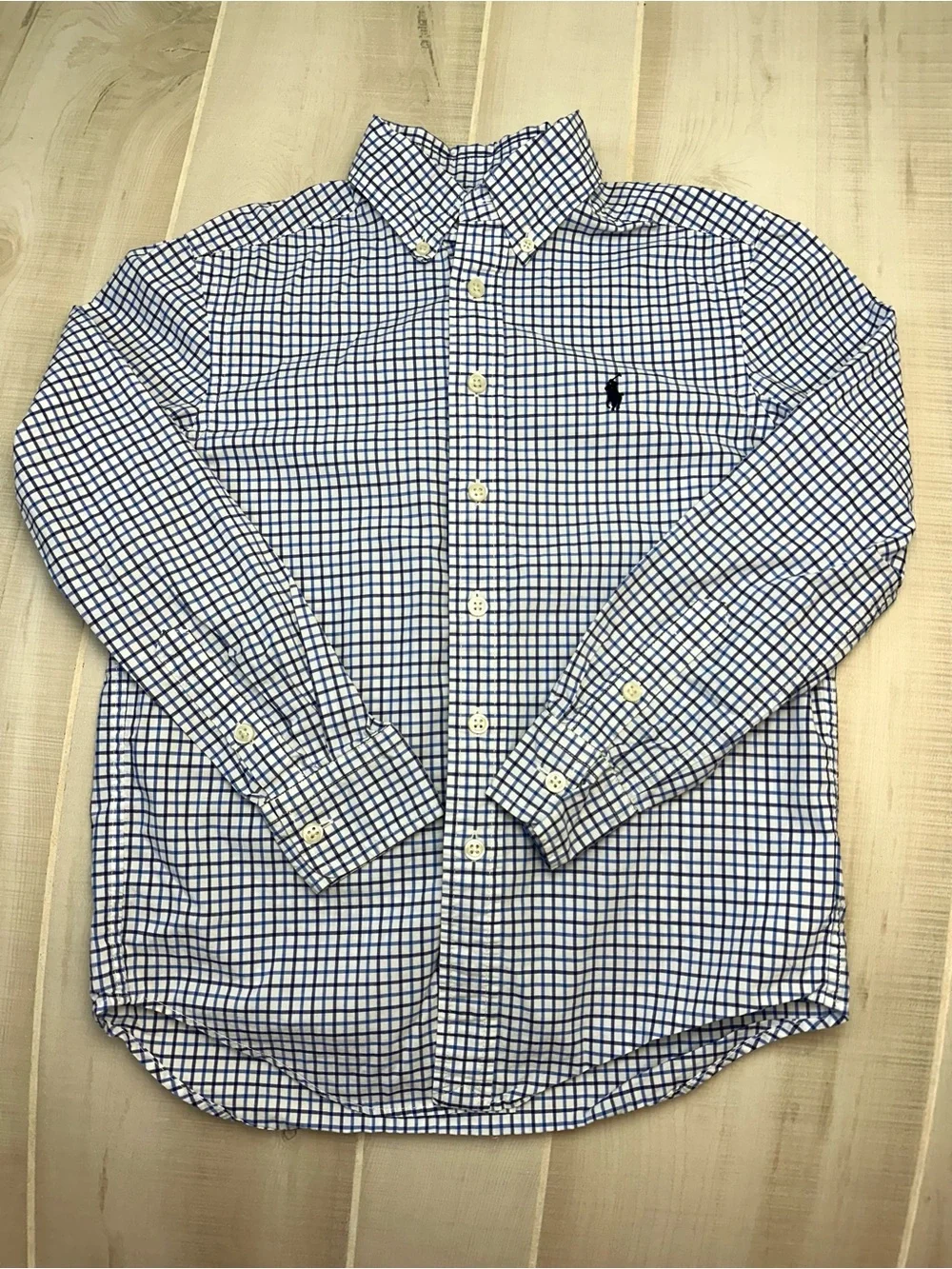 Ralph Lauren White and Blue Button-Down Dress Shirt